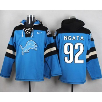 Lions #92 Haloti Ngata Blue Player Pullover NFL Hoodie Lions #92 Haloti Ngata Blue Player Pullover NFL Hoodie