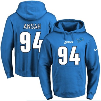 Lions #94 Ziggy Ansah Blue Name & Number Pullover NFL Hoodie Lions #94 Ziggy Ansah Blue Name & Number Pullover NFL Hoodie