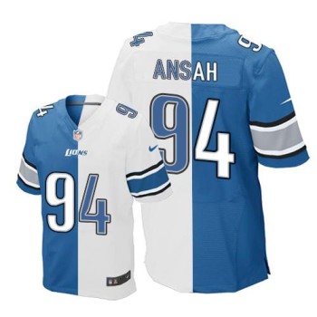 Lions #94 Ziggy Ansah Blue/White Men's Stitched NFL Elite Split Jersey Lions #94 Ziggy Ansah Blue/White Men's Stitched NFL Elite Split Jersey