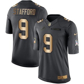 Lions #9 Matthew Stafford Black Men's Stitched NFL Limited Gold Salute To Service Jersey Lions #9 Matthew Stafford Black Men's Stitched NFL Limited Gold Salute To Service Jersey