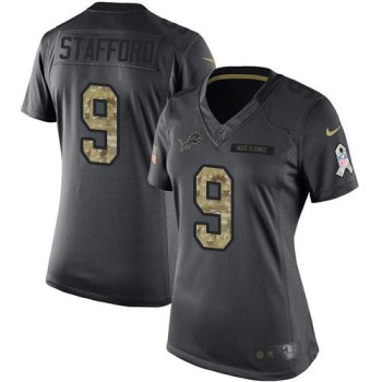 Lions #9 Matthew Stafford Black Women's Stitched NFL Limited 2016 Salute to Service Jersey Lions #9 Matthew Stafford Black Women's Stitched NFL Limited 2016 Salute to Service Jersey