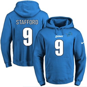 Lions #9 Matthew Stafford Blue Name & Number Pullover NFL Hoodie Lions #9 Matthew Stafford Blue Name & Number Pullover NFL Hoodie