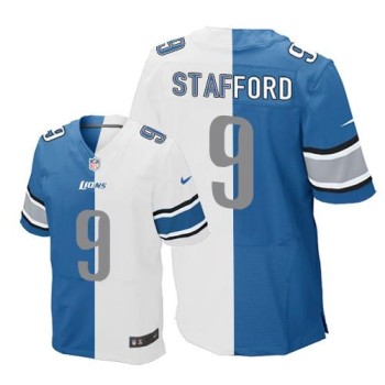 Lions #9 Matthew Stafford Blue/White Men's Stitched NFL Elite Split Jersey Lions #9 Matthew Stafford Blue/White Men's Stitched NFL Elite Split Jersey