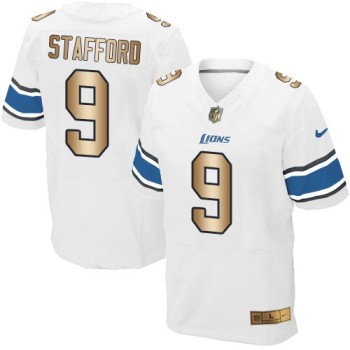 Lions #9 Matthew Stafford White Men's Stitched NFL Elite Gold Jersey Lions #9 Matthew Stafford White Men's Stitched NFL Elite Gold Jersey