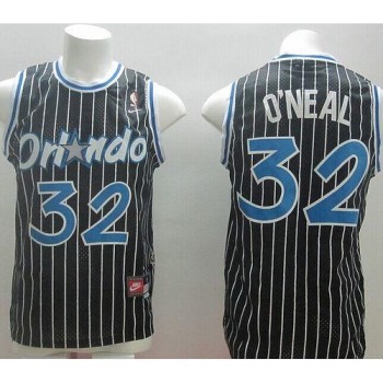 Magic #32 Shaquille O'Neal Black Throwback Stitched NBA Jersey