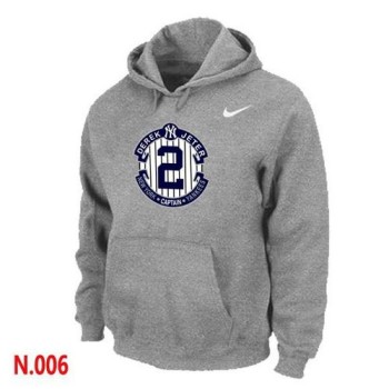 New York Yankees #2 Derek Jeter Official Final Season Commemorative Logo Pullover Hoodie Light Grey New York Yankees #2 Derek Jeter Official Final Season Commemorative Logo Pullover Hoodie Light Grey