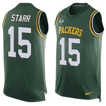 Packers #15 Bart Starr Green Team Color Men's Stitched NFL Limited Tank Top Jersey Packers #15 Bart Starr Green Team Color Men's Stitched NFL Limited Tank Top Jersey