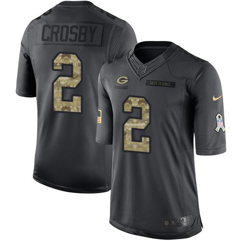 Packers #2 Mason Crosby Black Men's Stitched NFL Limited 2016 Salute To Service Jersey