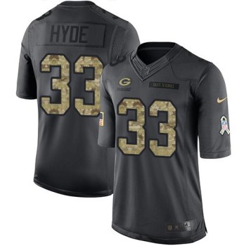 Packers #33 Micah Hyde Black Men's Stitched NFL Limited 2016 Salute To Service Jersey