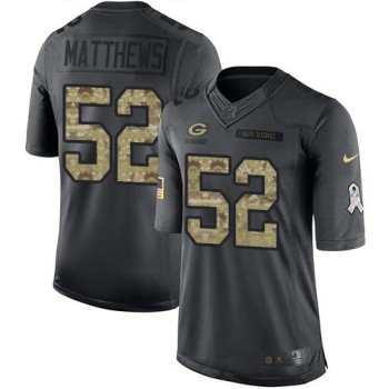 Packers #52 Clay Matthews Black Men's Stitched NFL Limited 2016 Salute To Service Jersey Packers #52 Clay Matthews Black Men's Stitched NFL Limited 2016 Salute To Service Jersey