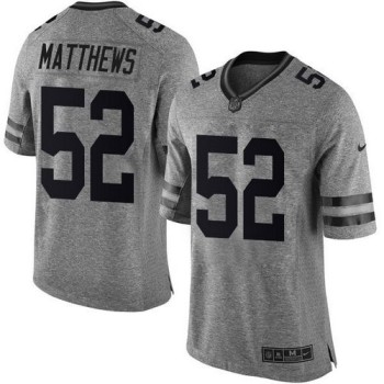 Packers #52 Clay Matthews Gray Men's Stitched NFL Limited Gridiron Gray Jersey Packers #52 Clay Matthews Gray Men's Stitched NFL Limited Gridiron Gray Jersey