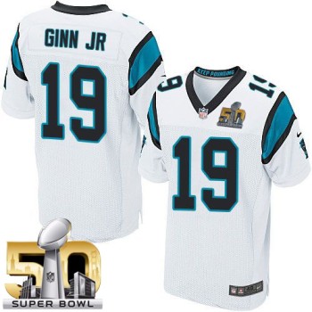 Panthers #19 Ted Ginn Jr White Super Bowl 50 Men's Stitched NFL Elite Jersey Panthers #19 Ted Ginn Jr White Super Bowl 50 Men's Stitched NFL Elite Jersey