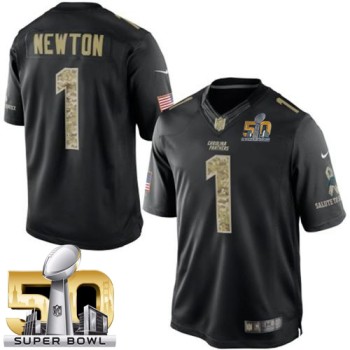 Panthers #1 Cam Newton Black Super Bowl 50 Men's Stitched NFL Limited Salute to Service Jersey Panthers #1 Cam Newton Black Super Bowl 50 Men's Stitched NFL Limited Salute to Service Jersey