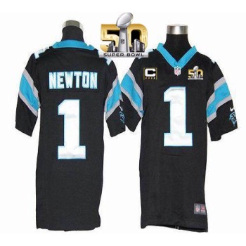 Panthers #1 Cam Newton Black Team Color With C Patch Super Bowl 50 Youth Stitched NFL Elite Jersey Panthers #1 Cam Newton Black Team Color With C Patch Super Bowl 50 Youth Stitched NFL Elite Jersey