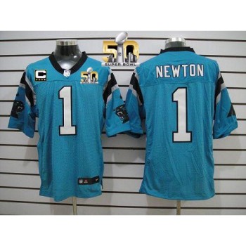 Panthers #1 Cam Newton Blue Alternate With C Patch Super Bowl 50 Men's Stitched NFL Elite Jersey Panthers #1 Cam Newton Blue Alternate With C Patch Super Bowl 50 Men's Stitched NFL Elite Jersey