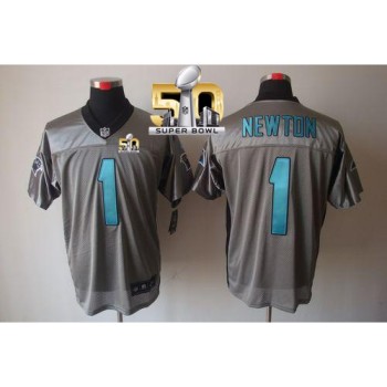 Panthers #1 Cam Newton Grey Shadow Super Bowl 50 Men's Stitched NFL Elite Jersey Panthers #1 Cam Newton Grey Shadow Super Bowl 50 Men's Stitched NFL Elite Jersey