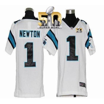 Panthers #1 Cam Newton White Super Bowl 50 Youth Stitched NFL Elite Jersey Panthers #1 Cam Newton White Super Bowl 50 Youth Stitched NFL Elite Jersey