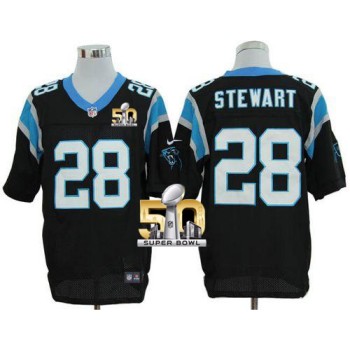 Panthers #28 Jonathan Stewart Black Team Color Super Bowl 50 Men's Stitched NFL Elite Jersey Panthers #28 Jonathan Stewart Black Team Color Super Bowl 50 Men's Stitched NFL Elite Jersey