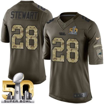 Panthers #28 Jonathan Stewart Green Super Bowl 50 Men's Stitched NFL Limited Salute to Service Jersey