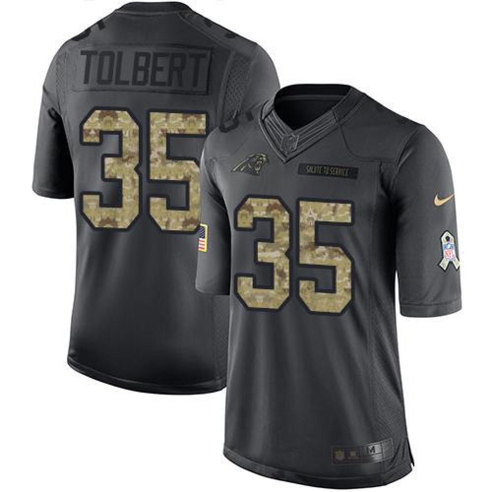 Panthers #35 Mike Tolbert Black Men's Stitched NFL Limited 2016 Salute to Service Jersey