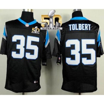 Panthers #35 Mike Tolbert Black Team Color Super Bowl 50 Men's Stitched NFL Elite Jersey Panthers #35 Mike Tolbert Black Team Color Super Bowl 50 Men's Stitched NFL Elite Jersey