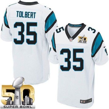 Panthers #35 Mike Tolbert White Super Bowl 50 Men's Stitched NFL Elite Jersey Panthers #35 Mike Tolbert White Super Bowl 50 Men's Stitched NFL Elite Jersey