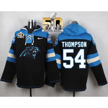 Panthers #54 Shaq Thompson Black Super Bowl 50 Player Pullover NFL Hoodie Panthers #54 Shaq Thompson Black Super Bowl 50 Player Pullover NFL Hoodie