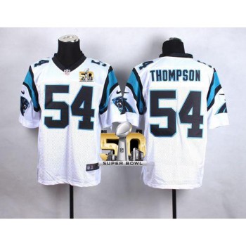Panthers #54 Shaq Thompson White Super Bowl 50 Men's Stitched NFL Elite Jersey Panthers #54 Shaq Thompson White Super Bowl 50 Men's Stitched NFL Elite Jersey