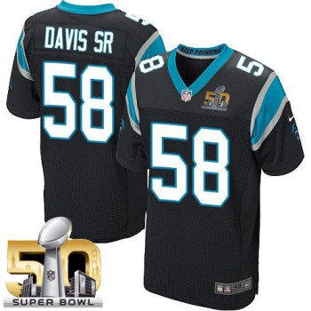 Panthers #58 Thomas Davis Sr Black Team Color Super Bowl 50 Men's Stitched NFL Elite Jersey Panthers #58 Thomas Davis Sr Black Team Color Super Bowl 50 Men's Stitched NFL Elite Jersey