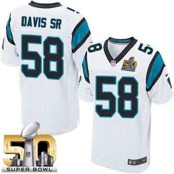 Panthers #58 Thomas Davis Sr White Super Bowl 50 Men's Stitched NFL Elite Jersey Panthers #58 Thomas Davis Sr White Super Bowl 50 Men's Stitched NFL Elite Jersey