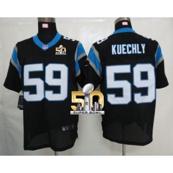 Panthers #59 Luke Kuechly Black Team Color Super Bowl 50 Men's Stitched NFL Elite Jersey Panthers #59 Luke Kuechly Black Team Color Super Bowl 50 Men's Stitched NFL Elite Jersey