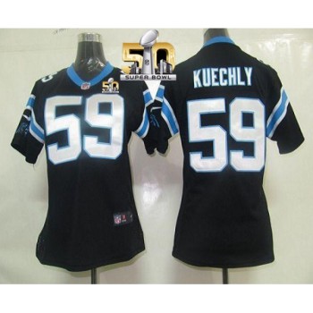 Panthers #59 Luke Kuechly Black Team Color Super Bowl 50 Women's Stitched NFL Elite Jersey Panthers #59 Luke Kuechly Black Team Color Super Bowl 50 Women's Stitched NFL Elite Jersey