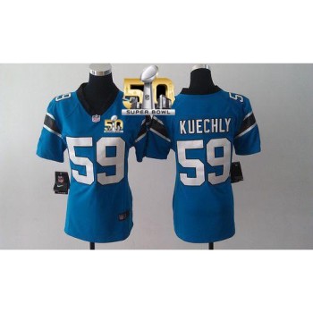 Panthers #59 Luke Kuechly Blue Alternate Super Bowl 50 Women's Stitched NFL Elite Jersey Panthers #59 Luke Kuechly Blue Alternate Super Bowl 50 Women's Stitched NFL Elite Jersey