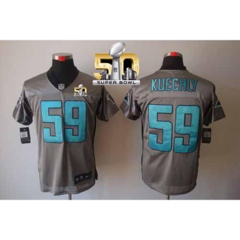 Panthers #59 Luke Kuechly Grey Shadow Super Bowl 50 Men's Stitched NFL Elite Jersey Panthers #59 Luke Kuechly Grey Shadow Super Bowl 50 Men's Stitched NFL Elite Jersey