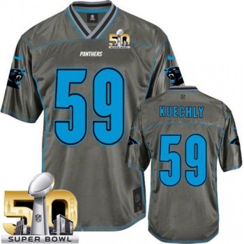 Panthers #59 Luke Kuechly Grey Super Bowl 50 Youth Stitched NFL Elite Vapor Jersey Panthers #59 Luke Kuechly Grey Super Bowl 50 Youth Stitched NFL Elite Vapor Jersey