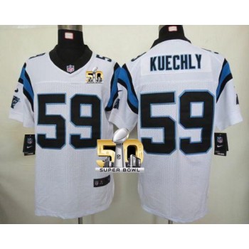 Panthers #59 Luke Kuechly White Super Bowl 50 Men's Stitched NFL Elite Jersey Panthers #59 Luke Kuechly White Super Bowl 50 Men's Stitched NFL Elite Jersey