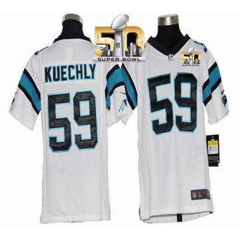 Panthers #59 Luke Kuechly White Super Bowl 50 Youth Stitched NFL Elite Jersey Panthers #59 Luke Kuechly White Super Bowl 50 Youth Stitched NFL Elite Jersey