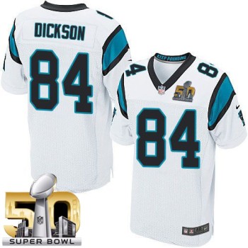 Panthers #84 Ed Dickson White Super Bowl 50 Men's Stitched NFL Elite Jersey Panthers #84 Ed Dickson White Super Bowl 50 Men's Stitched NFL Elite Jersey