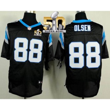 Panthers #88 Greg Olsen Black Team Color Super Bowl 50 Men's Stitched NFL Elite Jersey Panthers #88 Greg Olsen Black Team Color Super Bowl 50 Men's Stitched NFL Elite Jersey