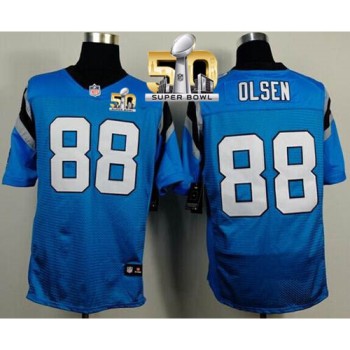 Panthers #88 Greg Olsen Blue Alternate Super Bowl 50 Men's Stitched NFL Elite Jersey Panthers #88 Greg Olsen Blue Alternate Super Bowl 50 Men's Stitched NFL Elite Jersey