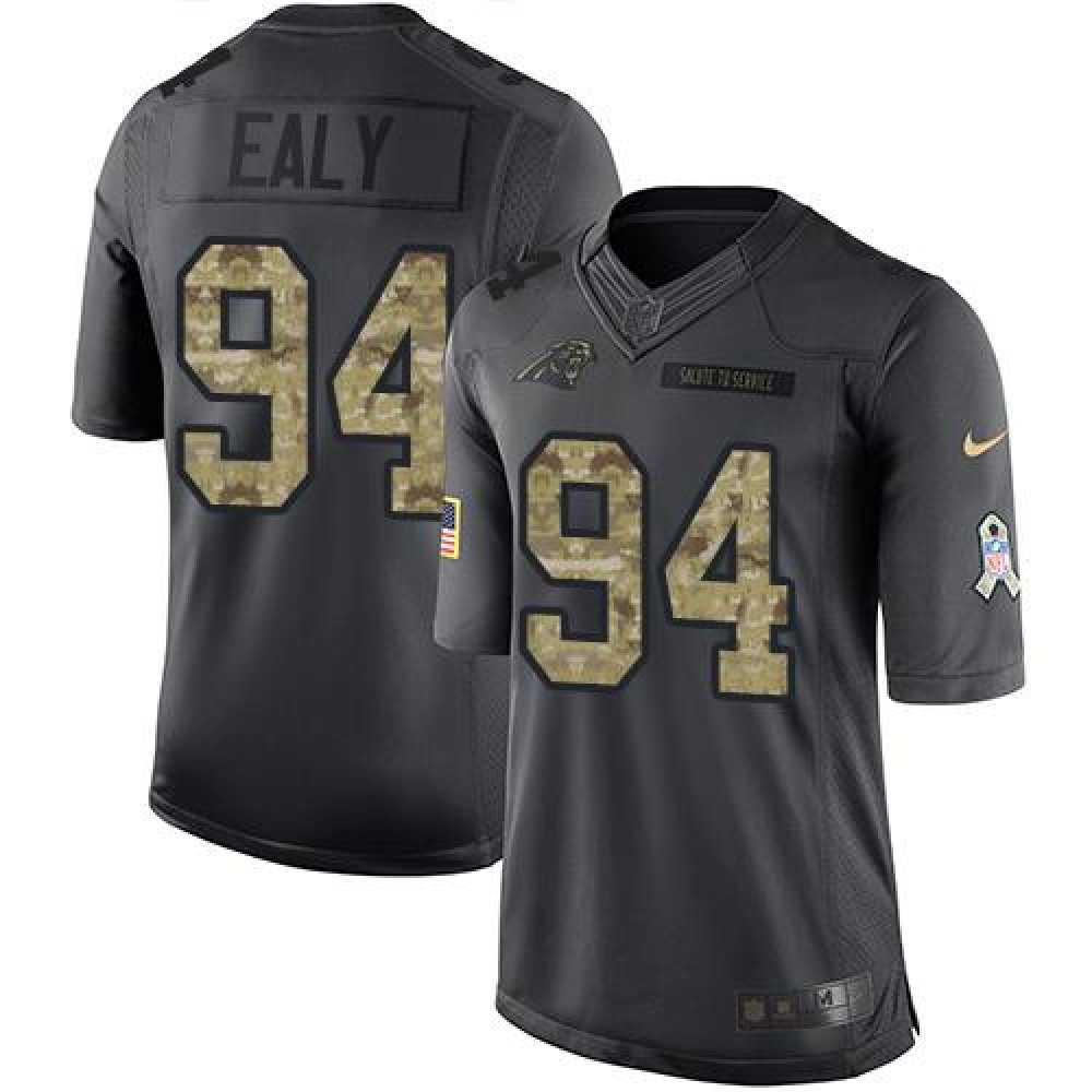 Panthers #94 Kony Ealy Black Men's Stitched NFL Limited 2016 Salute to Service Jersey