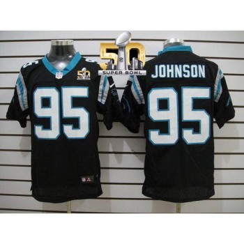 Panthers #95 Charles Johnson Black Team Color Super Bowl 50 Men's Stitched NFL Elite Jersey Panthers #95 Charles Johnson Black Team Color Super Bowl 50 Men's Stitched NFL Elite Jersey