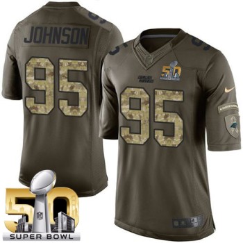 Panthers #95 Charles Johnson Green Super Bowl 50 Men's Stitched NFL Limited Salute to Service Jersey
