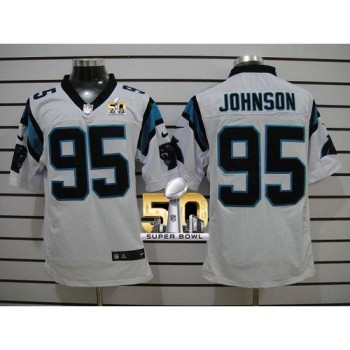 Panthers #95 Charles Johnson White Super Bowl 50 Men's Stitched NFL Elite Jersey Panthers #95 Charles Johnson White Super Bowl 50 Men's Stitched NFL Elite Jersey