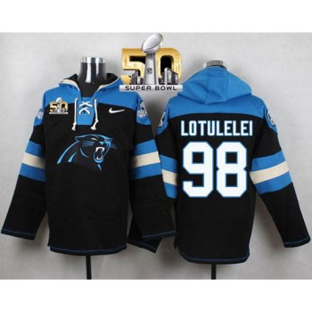 Panthers #98 Star Lotulelei Black Super Bowl 50 Player Pullover NFL Hoodie Panthers #98 Star Lotulelei Black Super Bowl 50 Player Pullover NFL Hoodie
