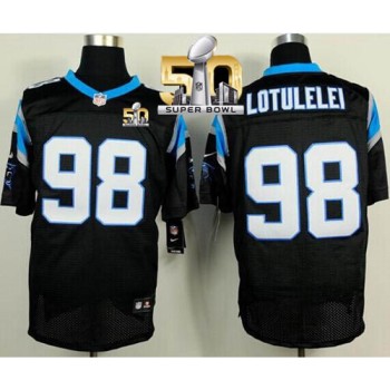 Panthers #98 Star Lotulelei Black Team Color Super Bowl 50 Men's Stitched NFL Elite Jersey Panthers #98 Star Lotulelei Black Team Color Super Bowl 50 Men's Stitched NFL Elite Jersey