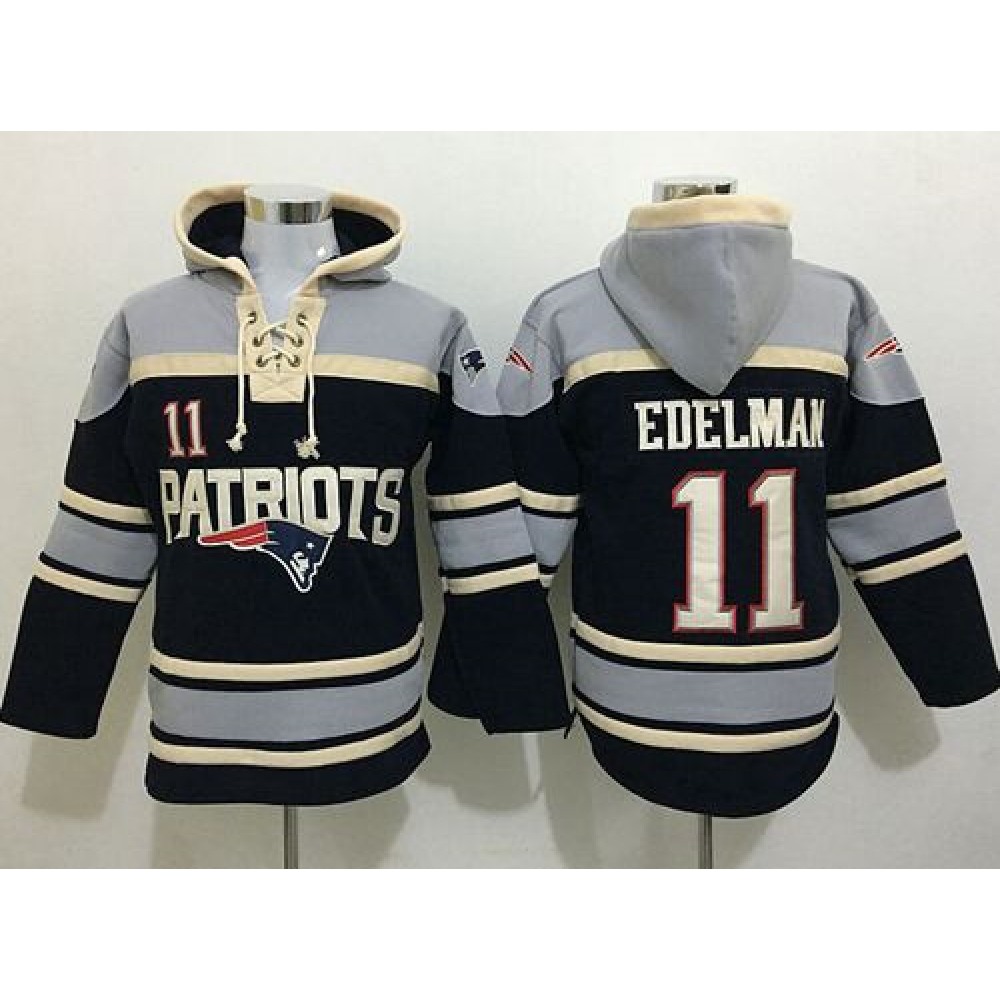Patriots #11 Julian Edelman Navy Blue Sawyer Hoodie Sweatshirt NFL Hoodie
