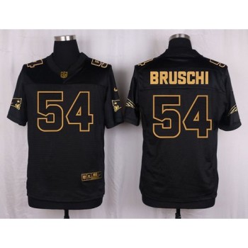 Patriots #54 Tedy Bruschi Black Men's Stitched NFL Elite Pro Line Gold Collection Jersey