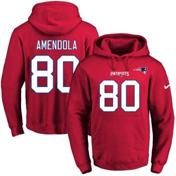 Patriots #80 Danny Amendola Red Name & Number Pullover NFL Hoodie
