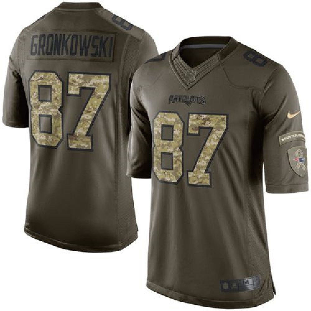 Patriots #87 Rob Gronkowski Green Men's Stitched NFL Limited Salute to Service Jersey